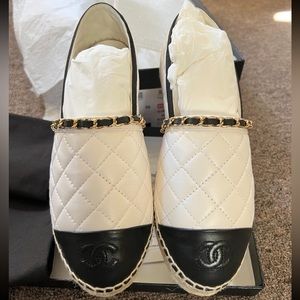 Chanel 21C Lambskin White Black Espadrille